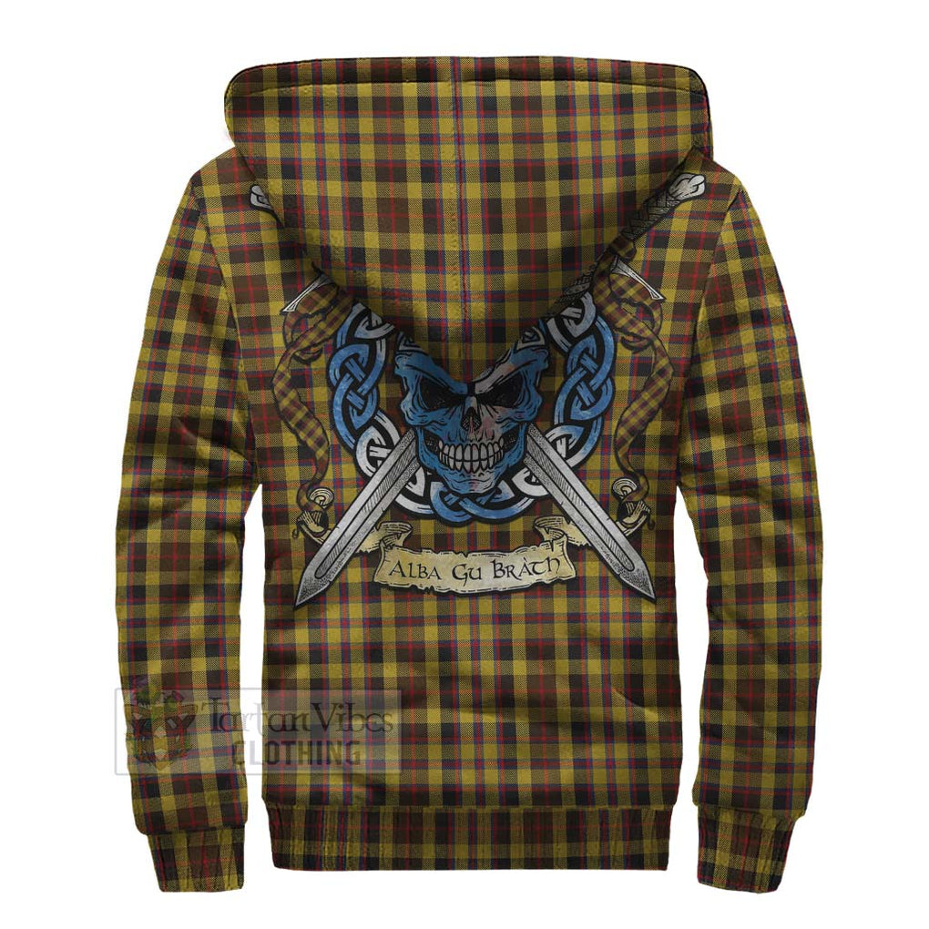 Tartan Vibes Clothing Jardine Tartan Sherpa Hoodie with Family Crest Celtic Skull Style