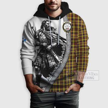 Jardine Tartan Clan Crest Hoodie with Highlander Warrior Celtic Style