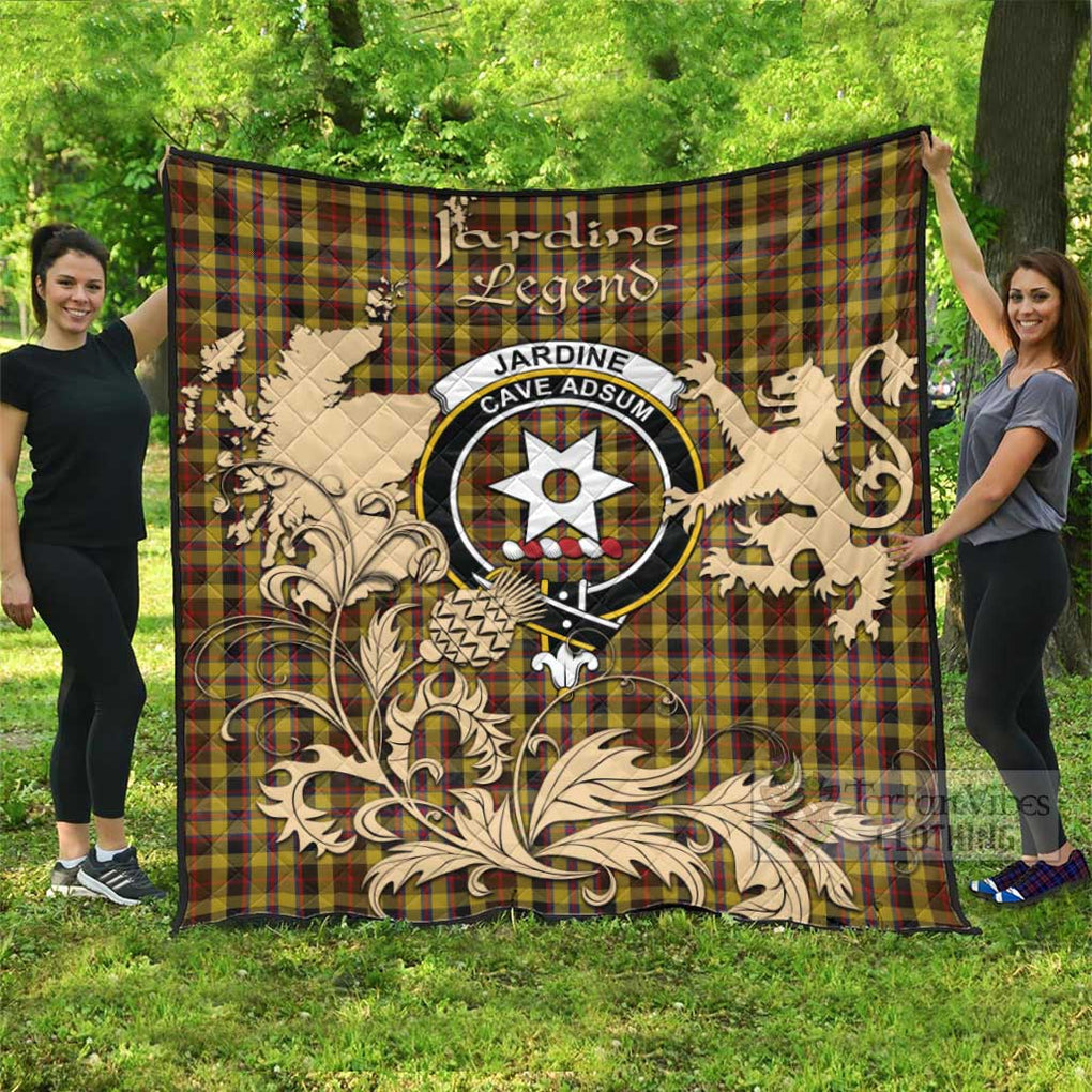 Tartan Vibes Clothing Jardine Tartan Quilt with Family Crest and Scottish Symbol Style