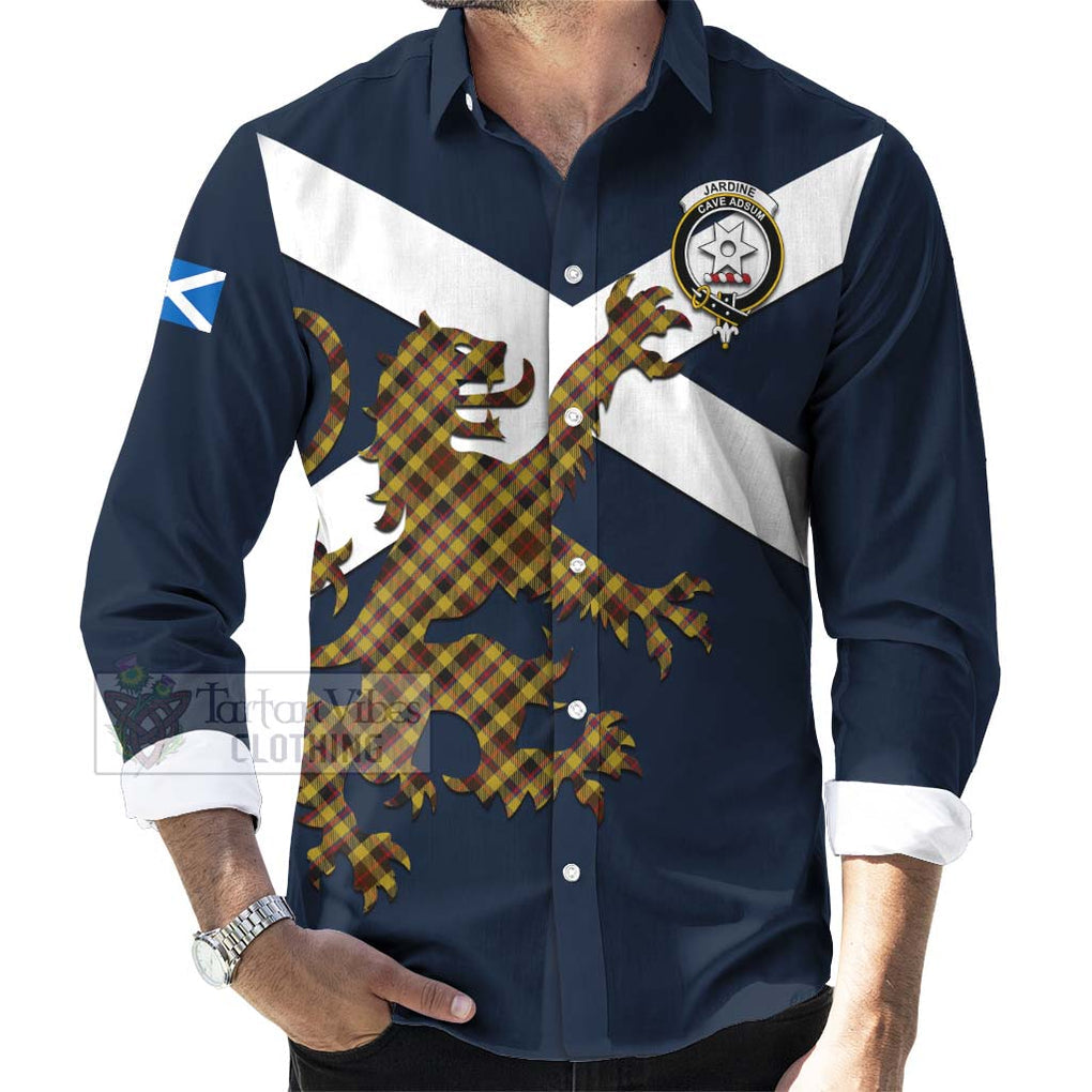 Tartan Vibes Clothing Jardine Tartan Lion Rampant Long Sleeve Button Shirt – Proudly Display Your Heritage with Alba Gu Brath and Clan Name