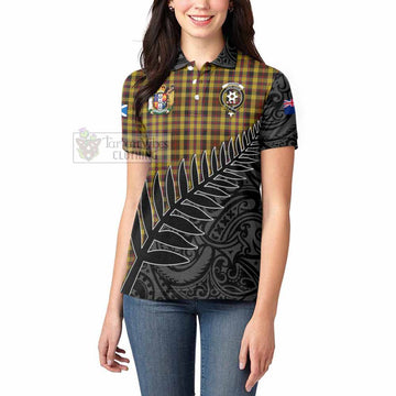 Jardine Crest Tartan Women's Polo Shirt with New Zealand Silver Fern Half Style