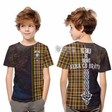 Jardine Tartan Family Crest Kid T-Shirt Alba Gu Brath Be Brave Lion Ancient Style - Tartan Vibes Clothing