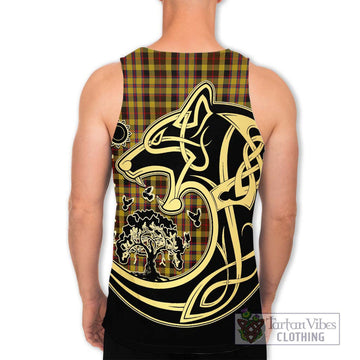 Jardine Tartan Men's Tank Top with Family Crest Celtic Wolf Style