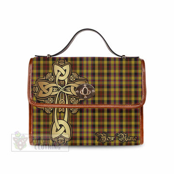 Jardine Tartan Waterproof Canvas Bag Golden Thistle Celtic Cross Style