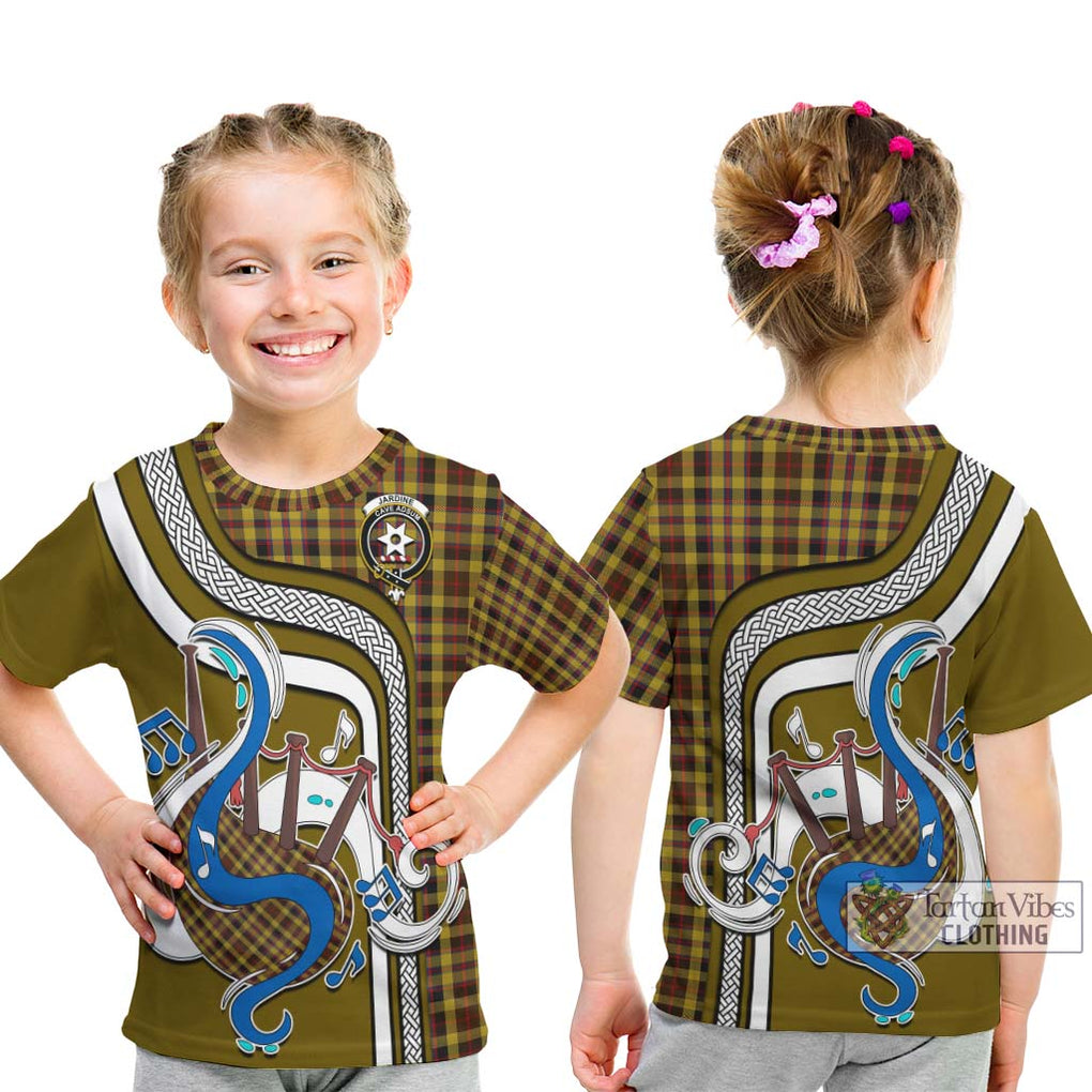 Tartan Vibes Clothing Jardine Tartan Kid T-Shirt with Epic Bagpipe Style