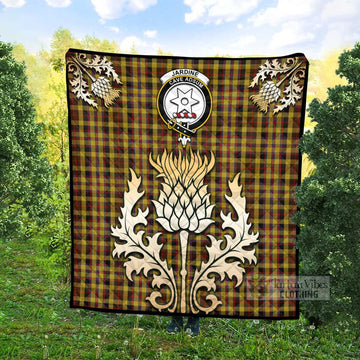 Jardine Tartan Quilt with Family Crest and Golden Thistle Style