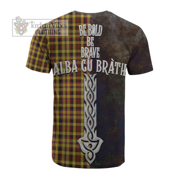 Jardine Tartan Family Crest Cotton T-shirt Alba Gu Brath Be Brave Lion Ancient Style - Tartan Vibes Clothing