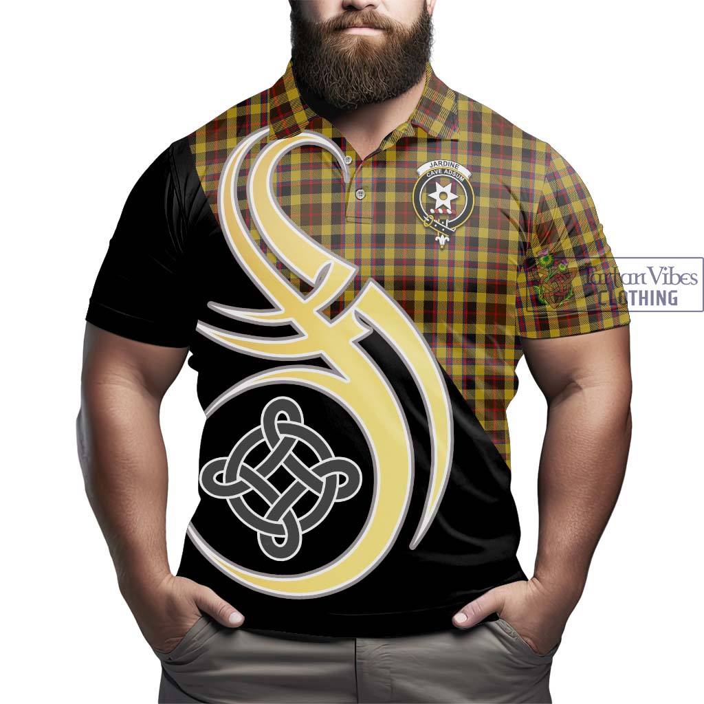 Jardine Tartan Polo Shirt with Family Crest and Celtic Symbol Style - Tartan Vibes Clothing