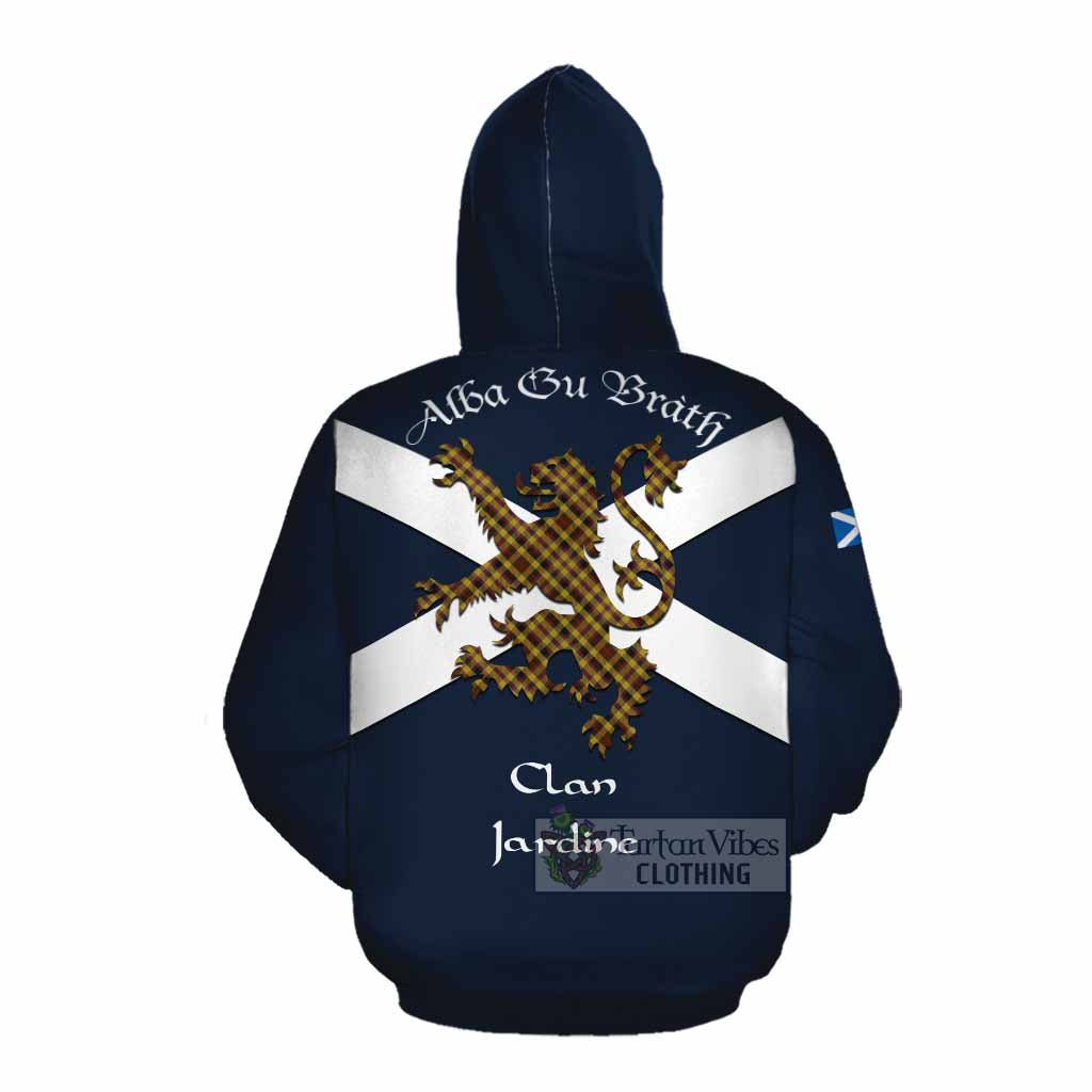 Tartan Vibes Clothing Jardine Tartan Lion Rampant Cotton Hoodie Proudly Display Your Heritage with Alba Gu Brath and Clan Name