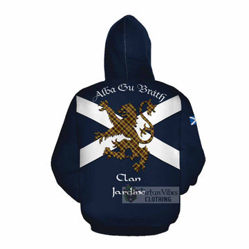 Jardine Tartan Lion Rampant Cotton Hoodie Proudly Display Your Heritage with Alba Gu Brath and Clan Name