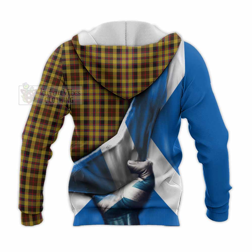 Tartan Vibes Clothing Jardine Tartan Knitted Hoodie with Family Crest Scotland Patriotic Style