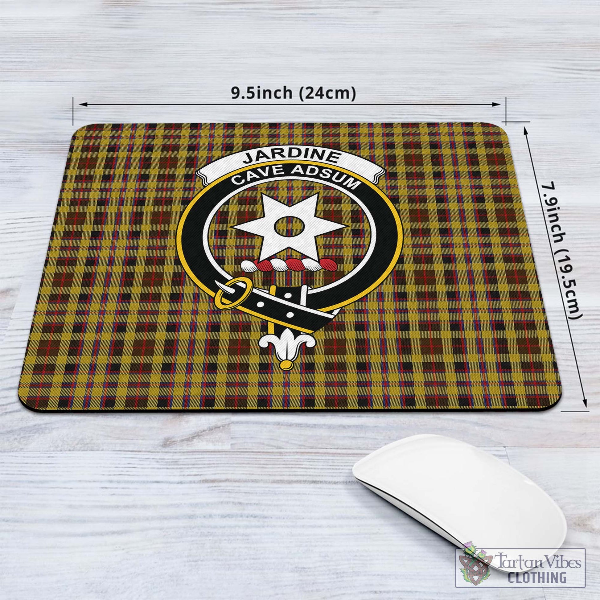 Tartan Vibes Clothing Jardine Tartan Mouse Pad with Family Crest