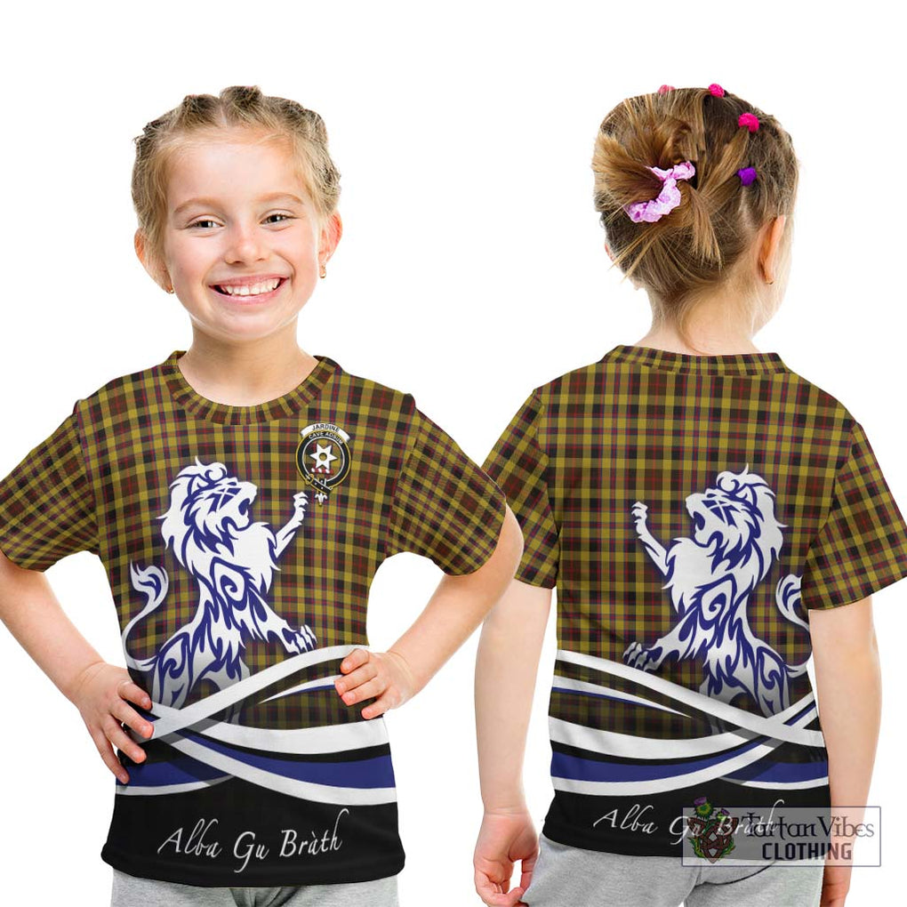 Jardine Tartan Kid T-Shirt with Alba Gu Brath Regal Lion Emblem - Tartanvibesclothing Shop