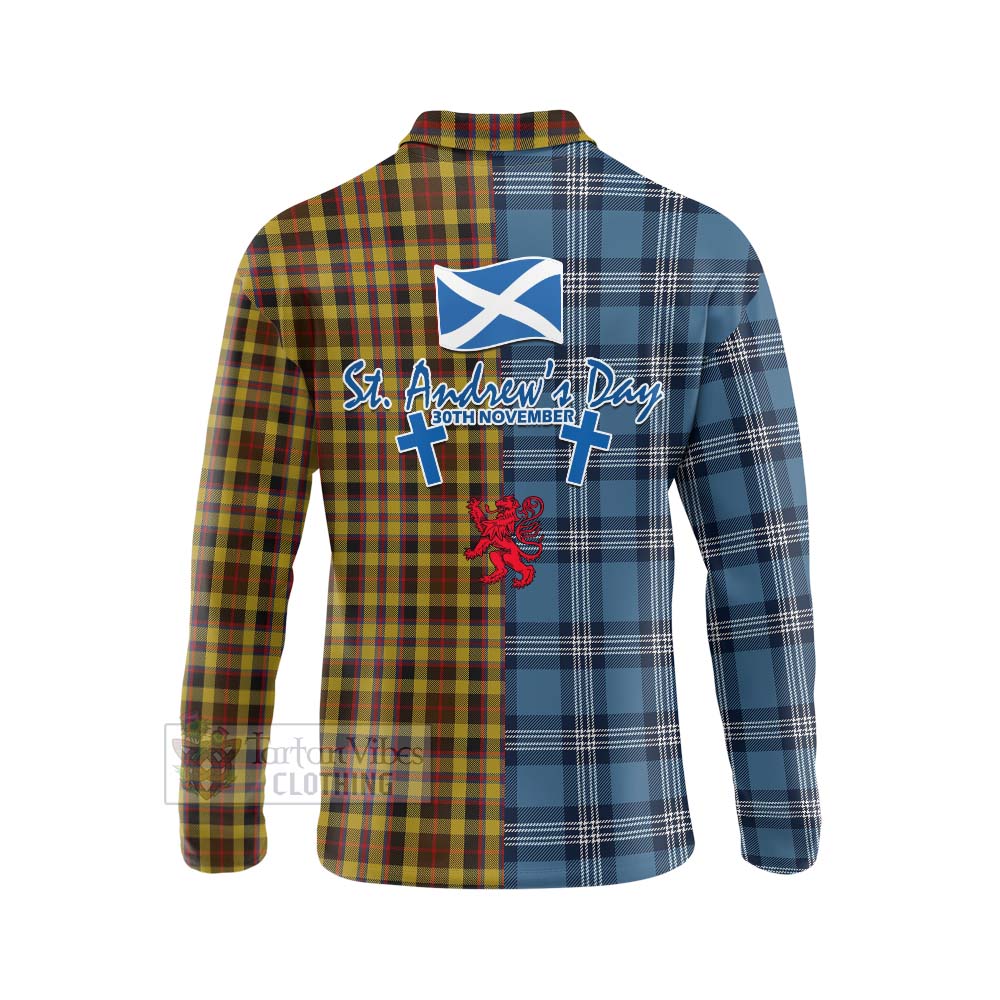 Tartan Vibes Clothing Jardine Tartan Long Sleeve Polo Shirt Happy St. Andrew's Day Half Tartan Style