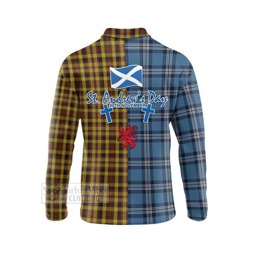 Jardine Tartan Long Sleeve Polo Shirt Happy St. Andrew's Day Half Tartan Style