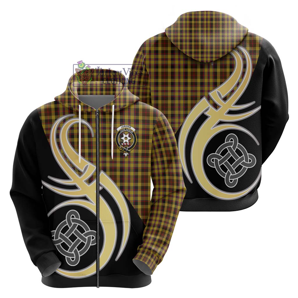 Jardine Tartan Hoodie with Family Crest and Celtic Symbol Style - Tartan Vibes Clothing