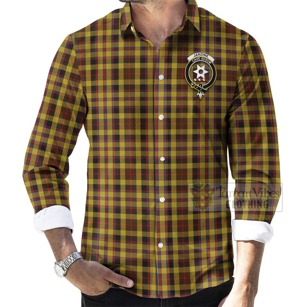 Tartan Vibes Clothing Jardine Tartan Long Sleeve Button Shirt with Family Crest and Bearded Skull Holding Bottles of Whiskey