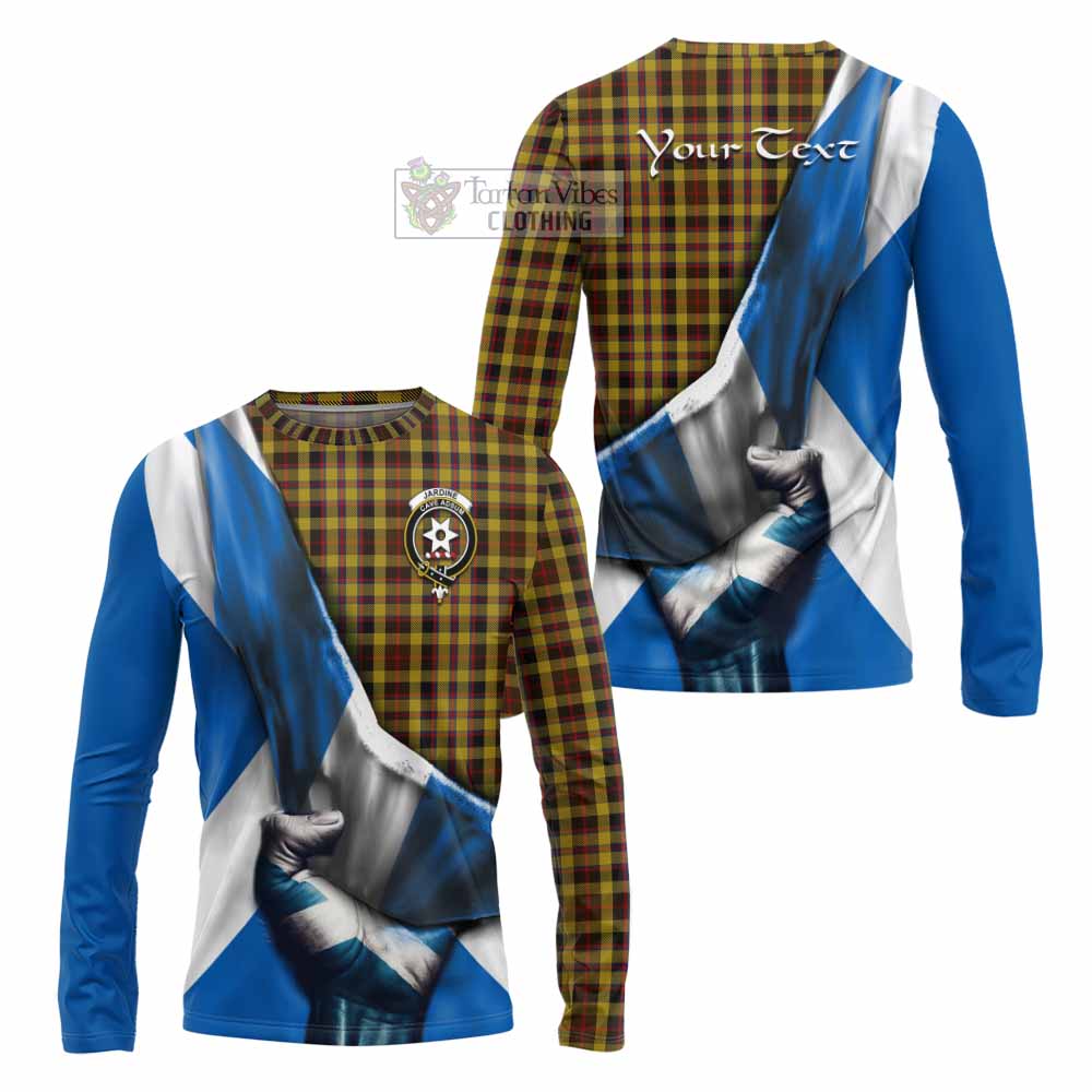 Tartan Vibes Clothing Jardine Tartan Long Sleeve T-Shirt with Family Crest Scotland Patriotic Style