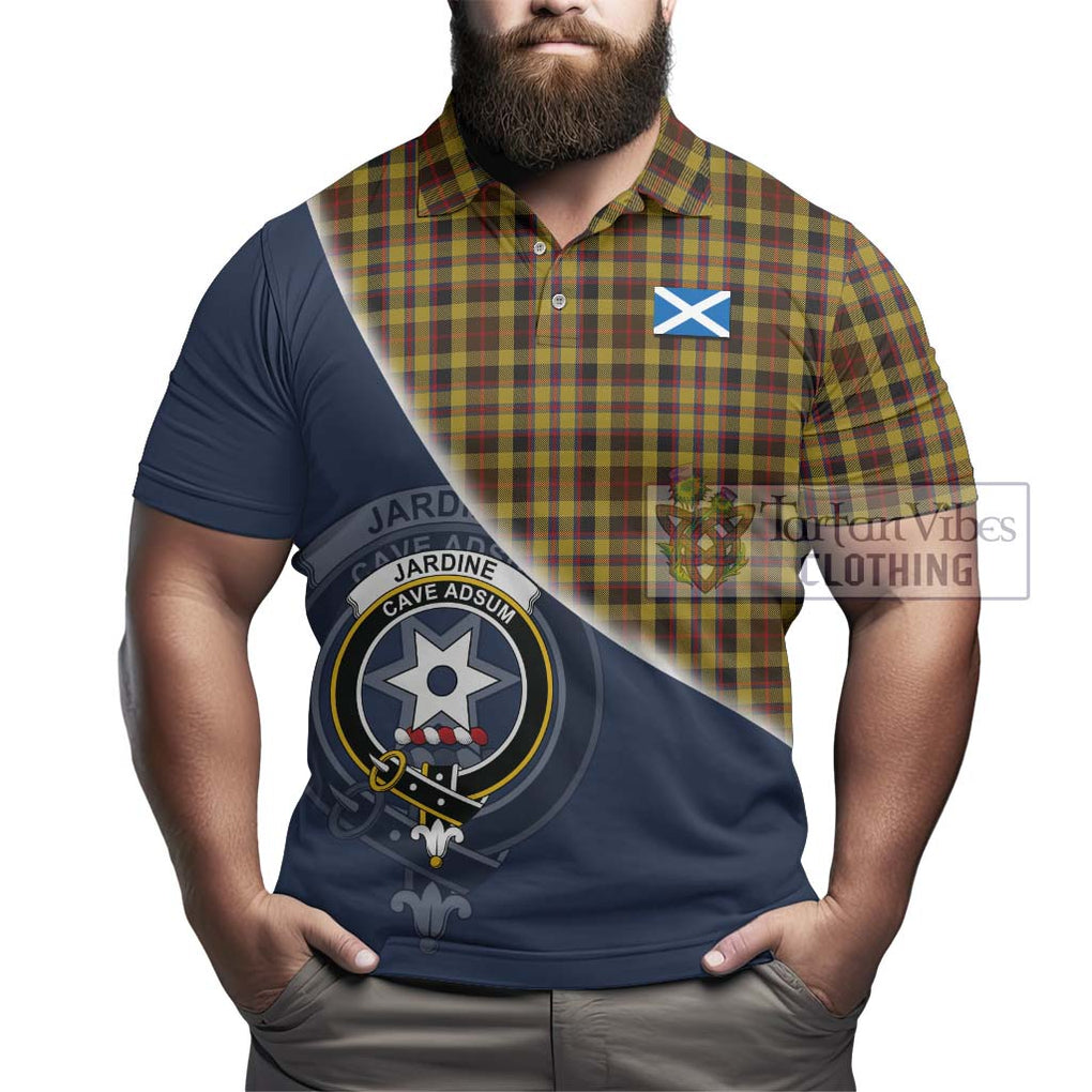 Jardine Tartan Polo Shirt with Personalised National Flag and Family Crest Half Style - Tartanvibesclothing Shop