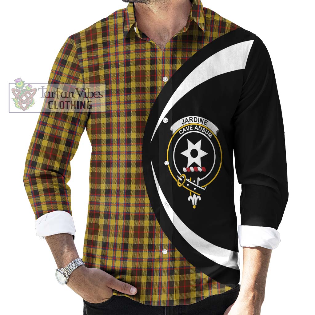 Jardine Tartan Long Sleeve Button Up with Family Crest Circle Style - Tartan Vibes Clothing