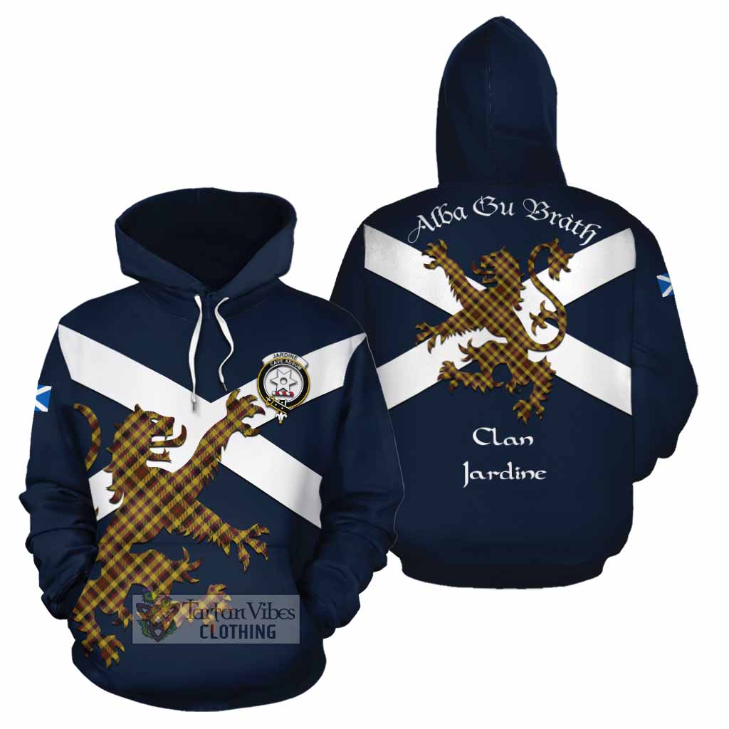 Tartan Vibes Clothing Jardine Tartan Lion Rampant Cotton Hoodie Proudly Display Your Heritage with Alba Gu Brath and Clan Name