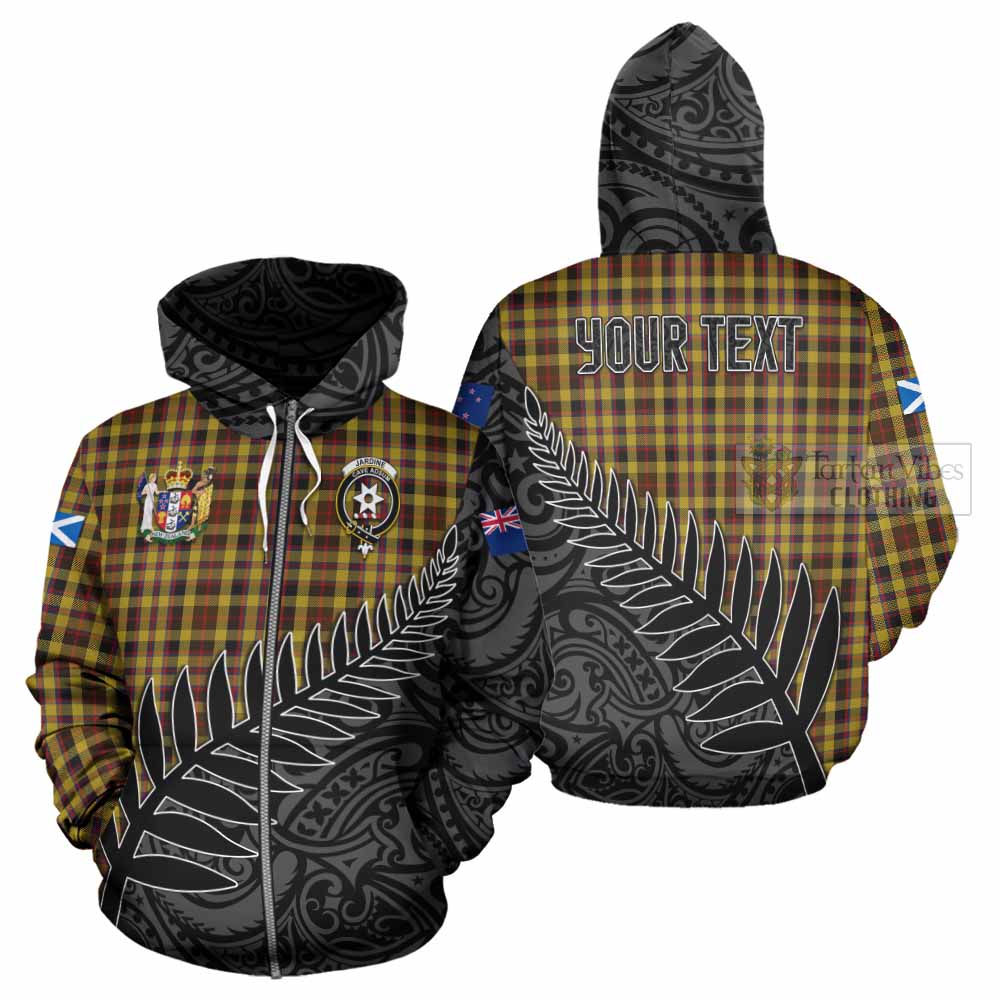 Tartan Vibes Clothing Jardine Crest Tartan Hoodie with New Zealand Silver Fern Half Style