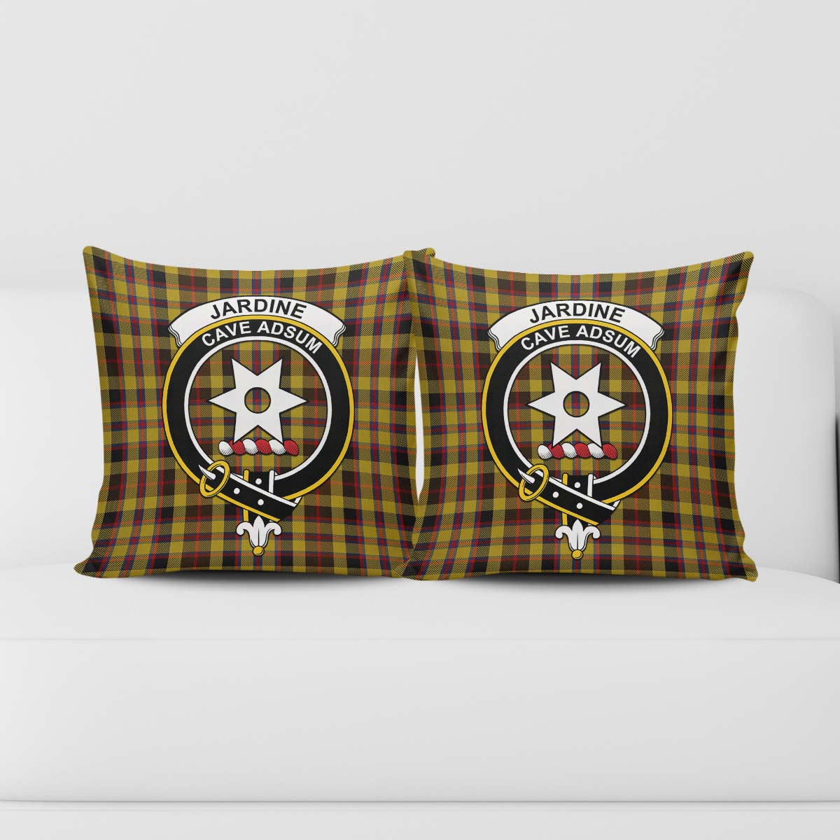 Jardine Tartan Pillow Cover with Family Crest - Tartanvibesclothing