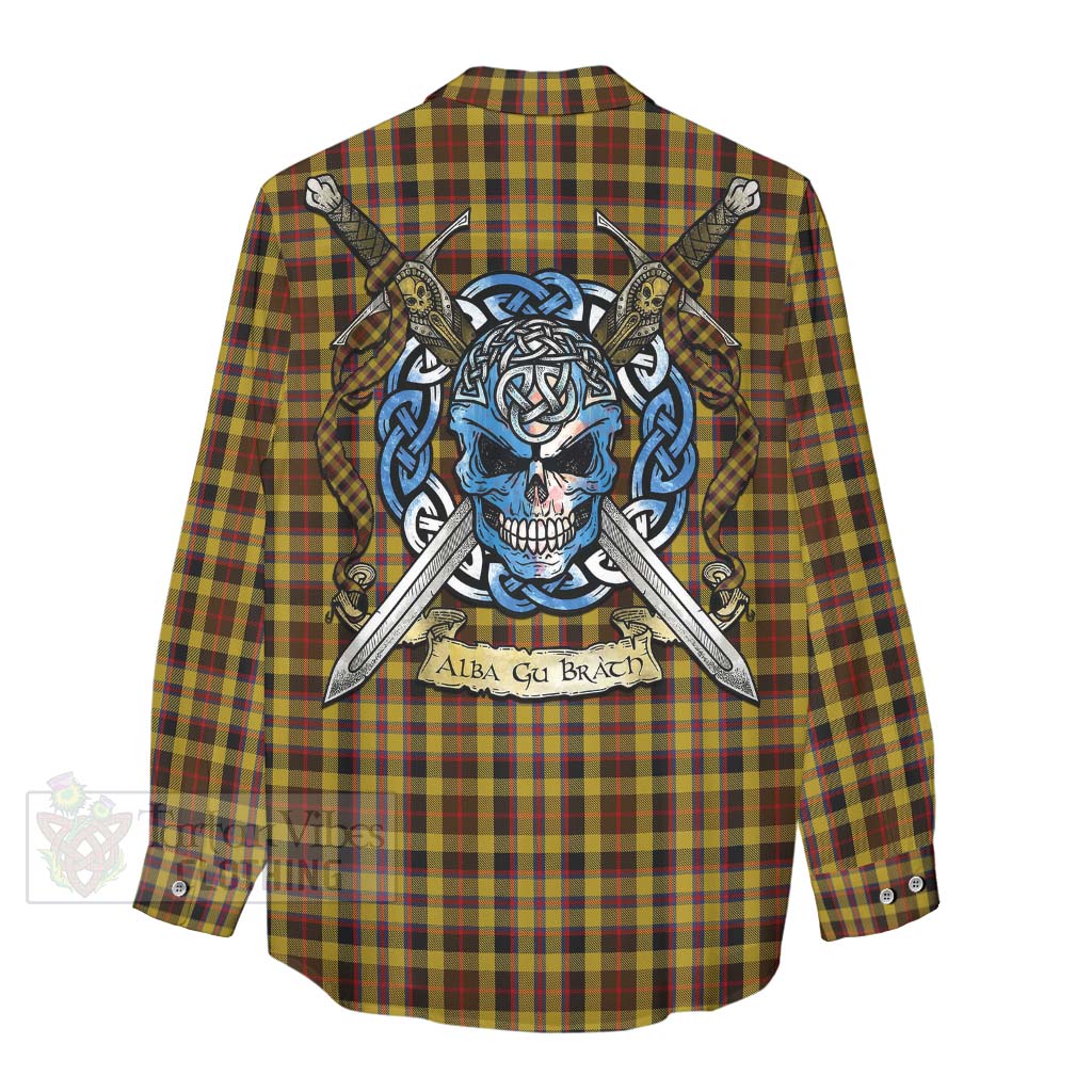 Tartan Vibes Clothing Jardine Tartan Women's Casual Shirt with Family Crest Celtic Skull Style