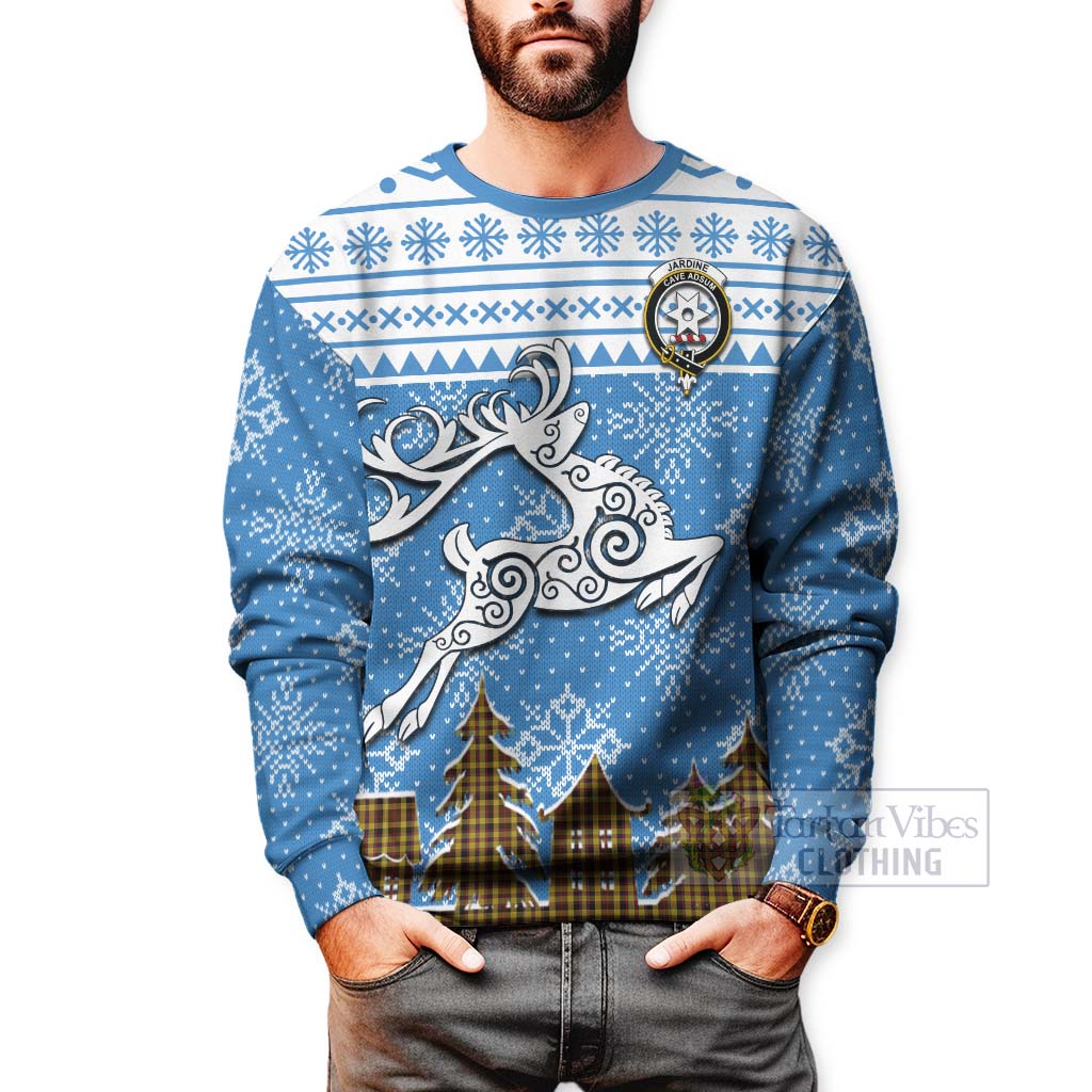 Tartan Vibes Clothing Jardine Clan Christmas Sweatshirt Celtic Reindeer Style