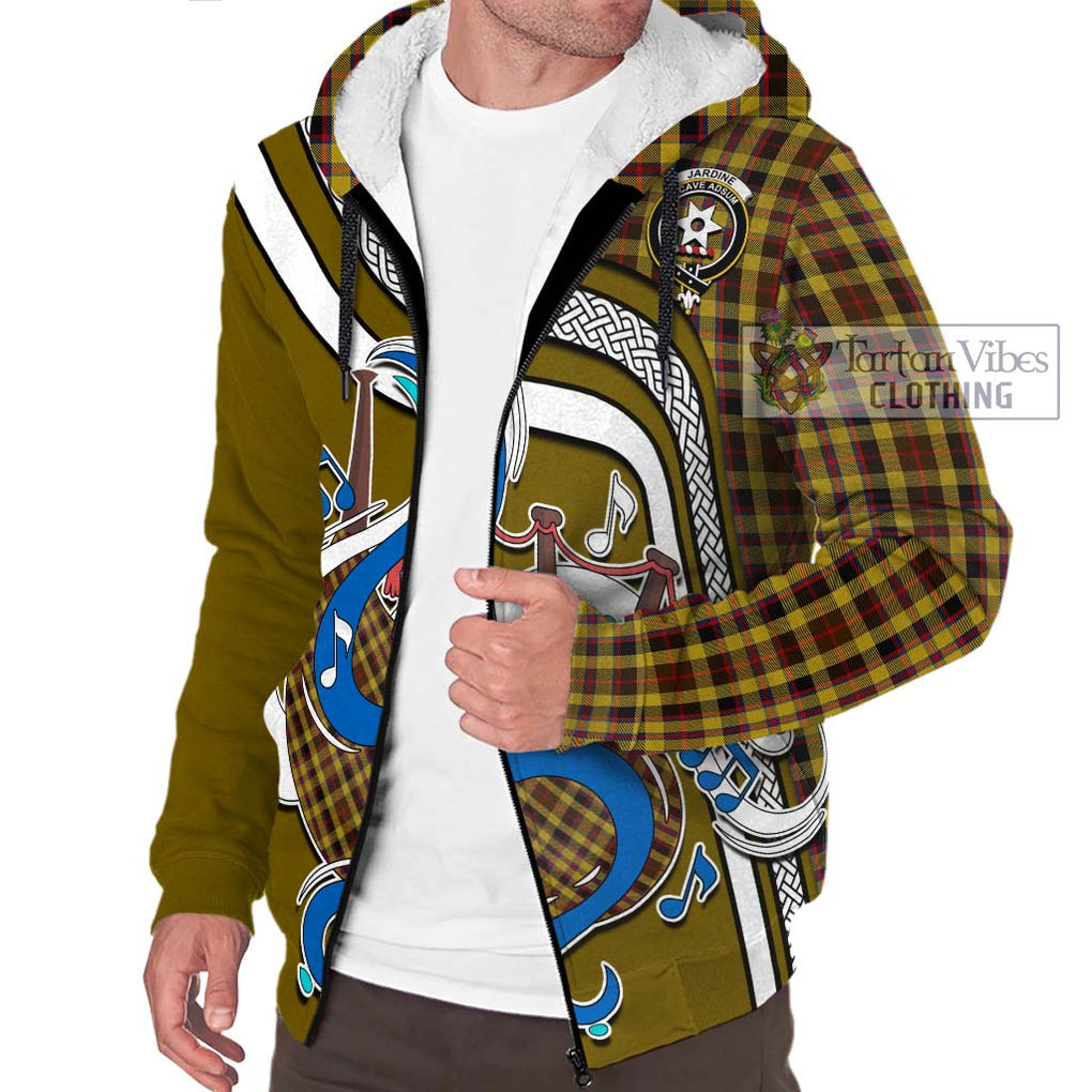 Jardine Tartan Sherpa Hoodie with Epic Bagpipe Style Unisex - Tartanvibesclothing Shop