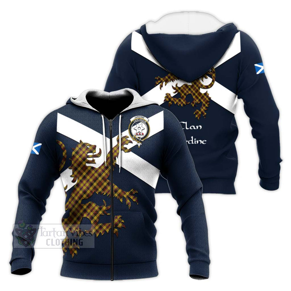 Tartan Vibes Clothing Jardine Tartan Lion Rampant Knitted Hoodie – Proudly Display Your Heritage with Alba Gu Brath and Clan Name