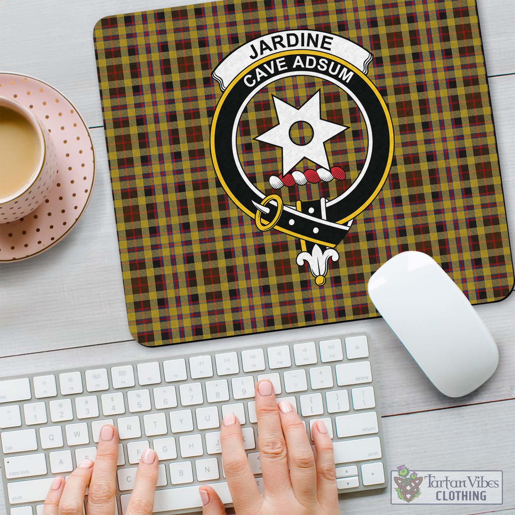 Tartan Vibes Clothing Jardine Tartan Mouse Pad with Family Crest