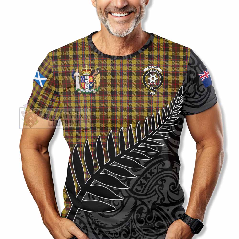 Tartan Vibes Clothing Jardine Crest Tartan T-Shirt with New Zealand Silver Fern Half Style