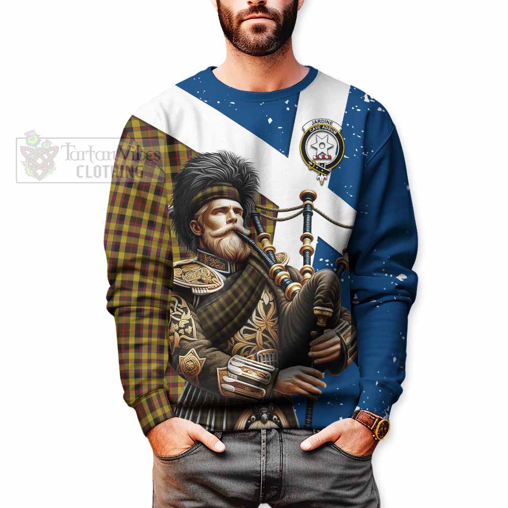 Tartan Vibes Clothing Jardine Tartan Sweatshirt with Family Crest Scottish Bagpiper Vibes