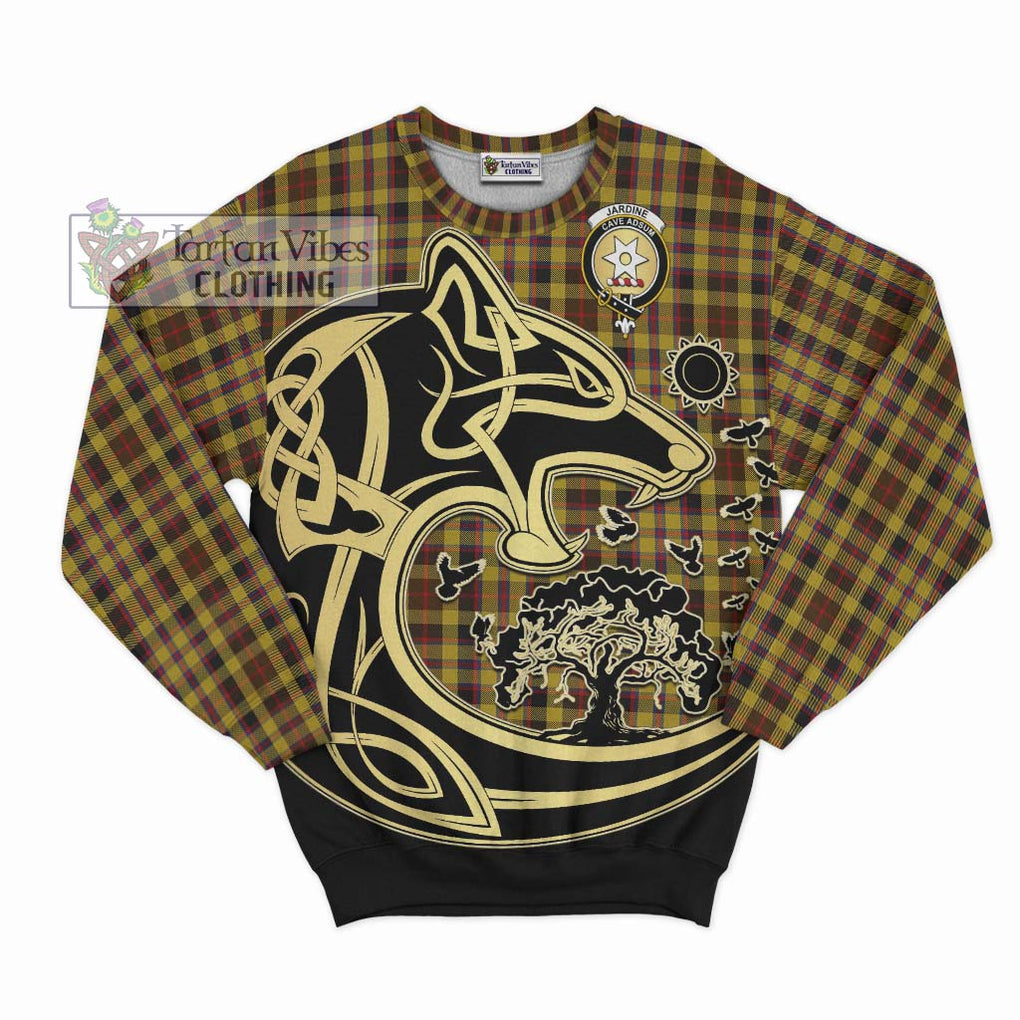 Jardine Tartan Sweatshirt with Family Crest Celtic Wolf Style - Tartan Vibes Clothing