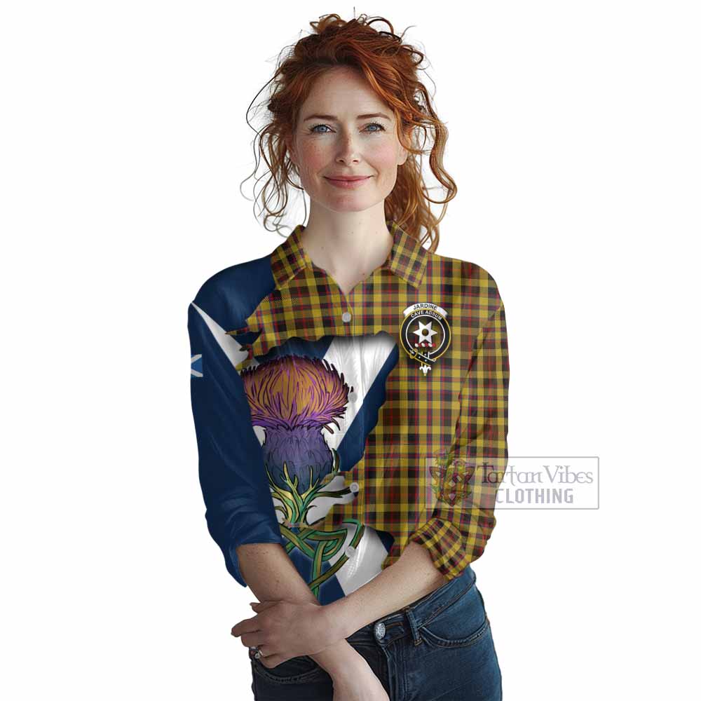 Jardine Tartan Family Crest Women's Casual Shirt Scottish Thistle Celtic Inspired - Tartan Vibes Clothing