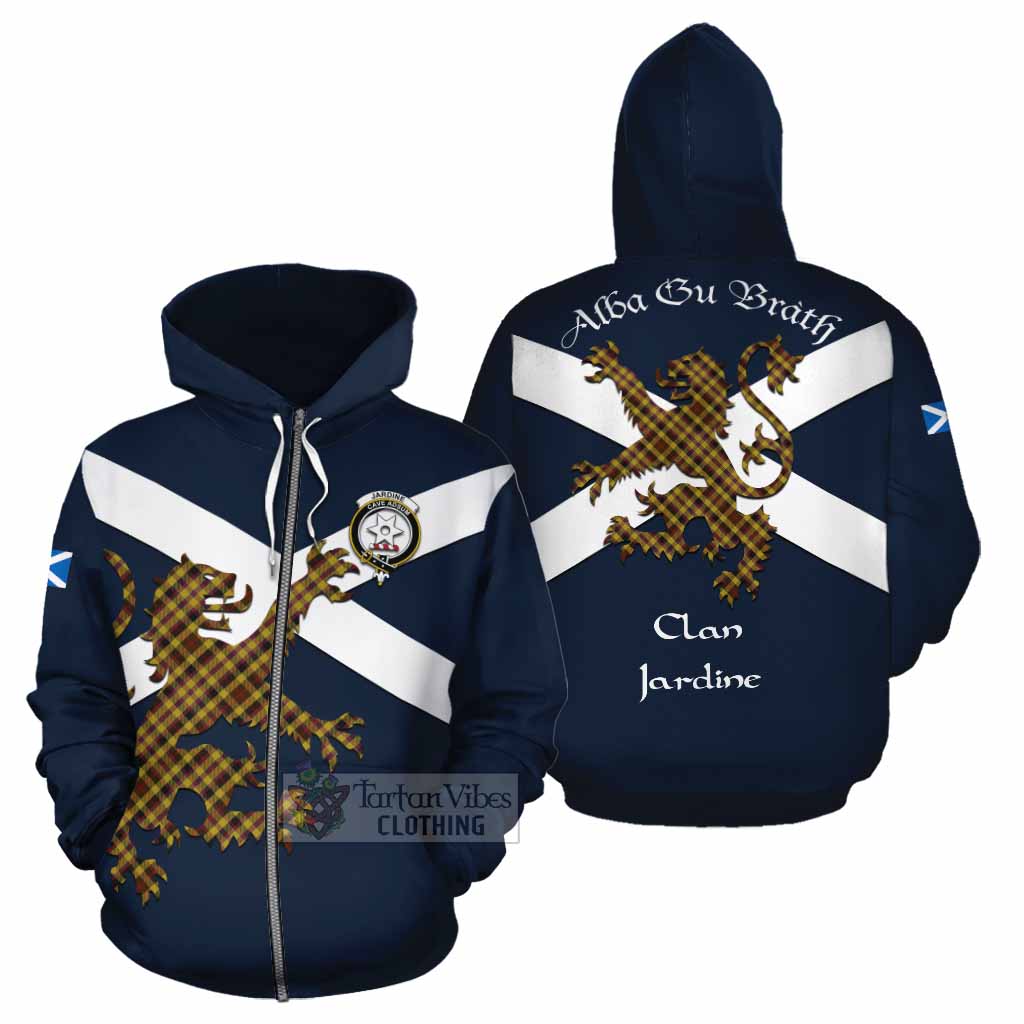 Tartan Vibes Clothing Jardine Tartan Lion Rampant Cotton Hoodie Proudly Display Your Heritage with Alba Gu Brath and Clan Name