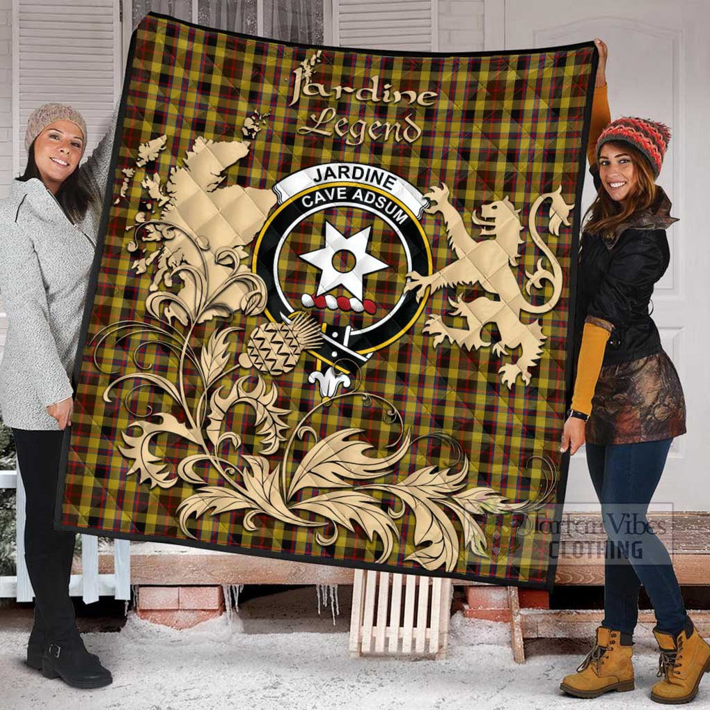 Tartan Vibes Clothing Jardine Tartan Quilt with Family Crest and Scottish Symbol Style