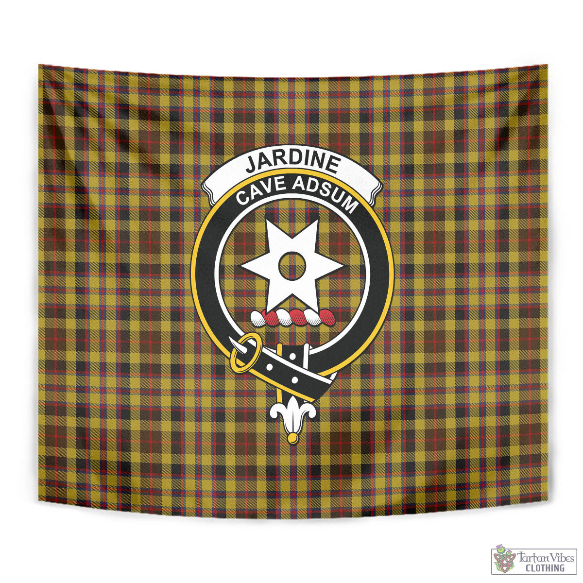 Tartan Vibes Clothing Jardine Tartan Tapestry Wall Hanging and Home Decor for Room with Family Crest