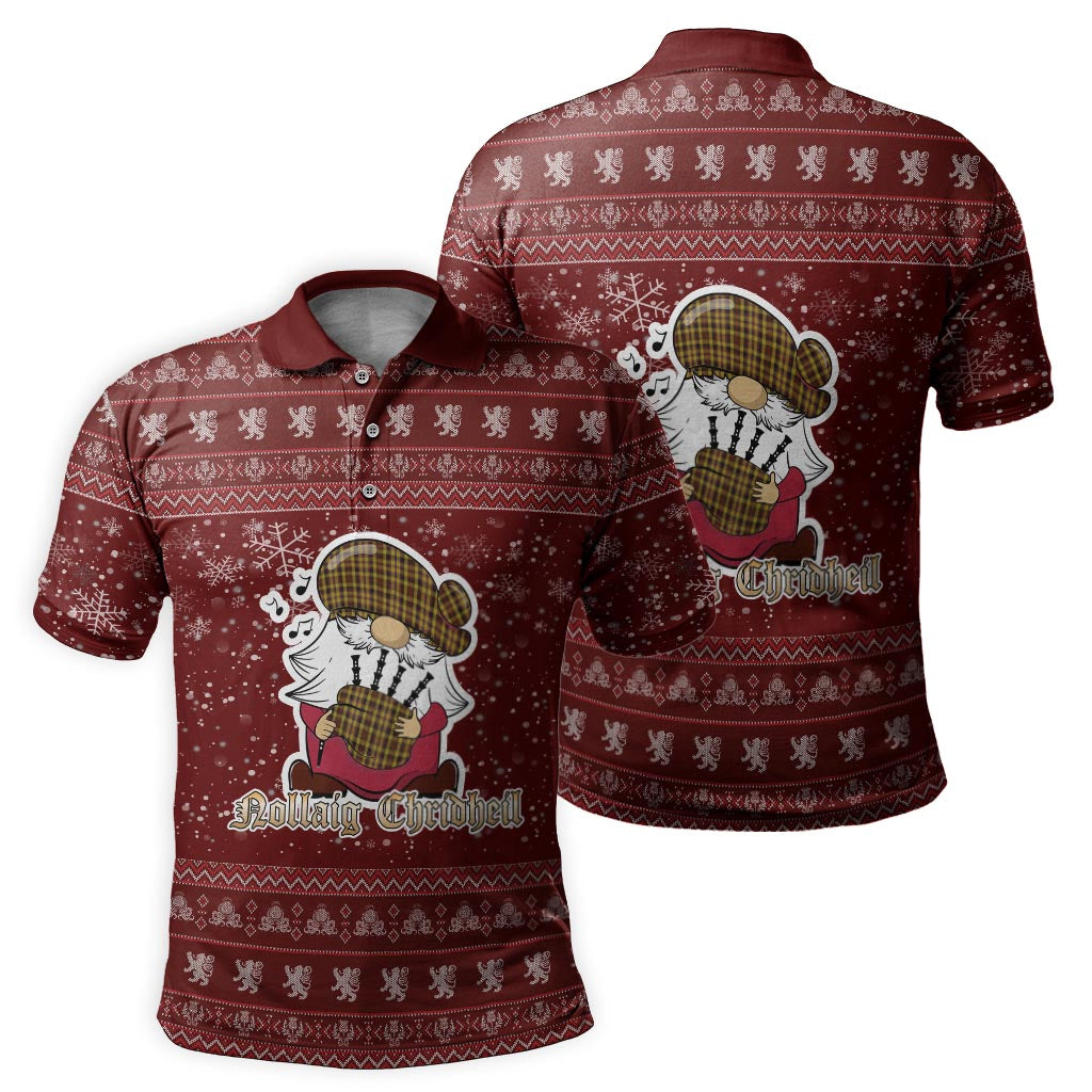 Jardine Clan Christmas Family Polo Shirt with Funny Gnome Playing Bagpipes - Tartanvibesclothing