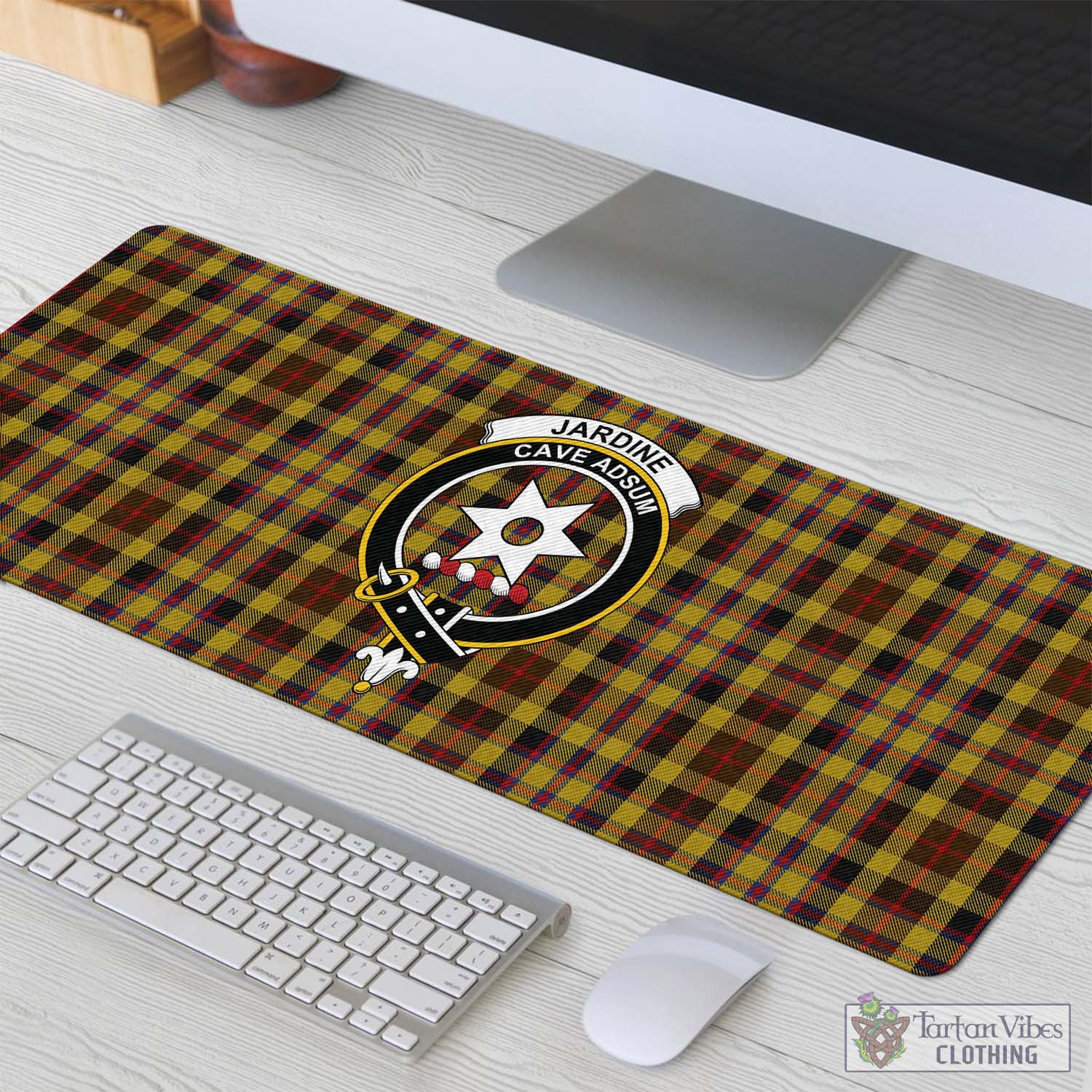 Tartan Vibes Clothing Jardine Tartan Mouse Pad with Family Crest