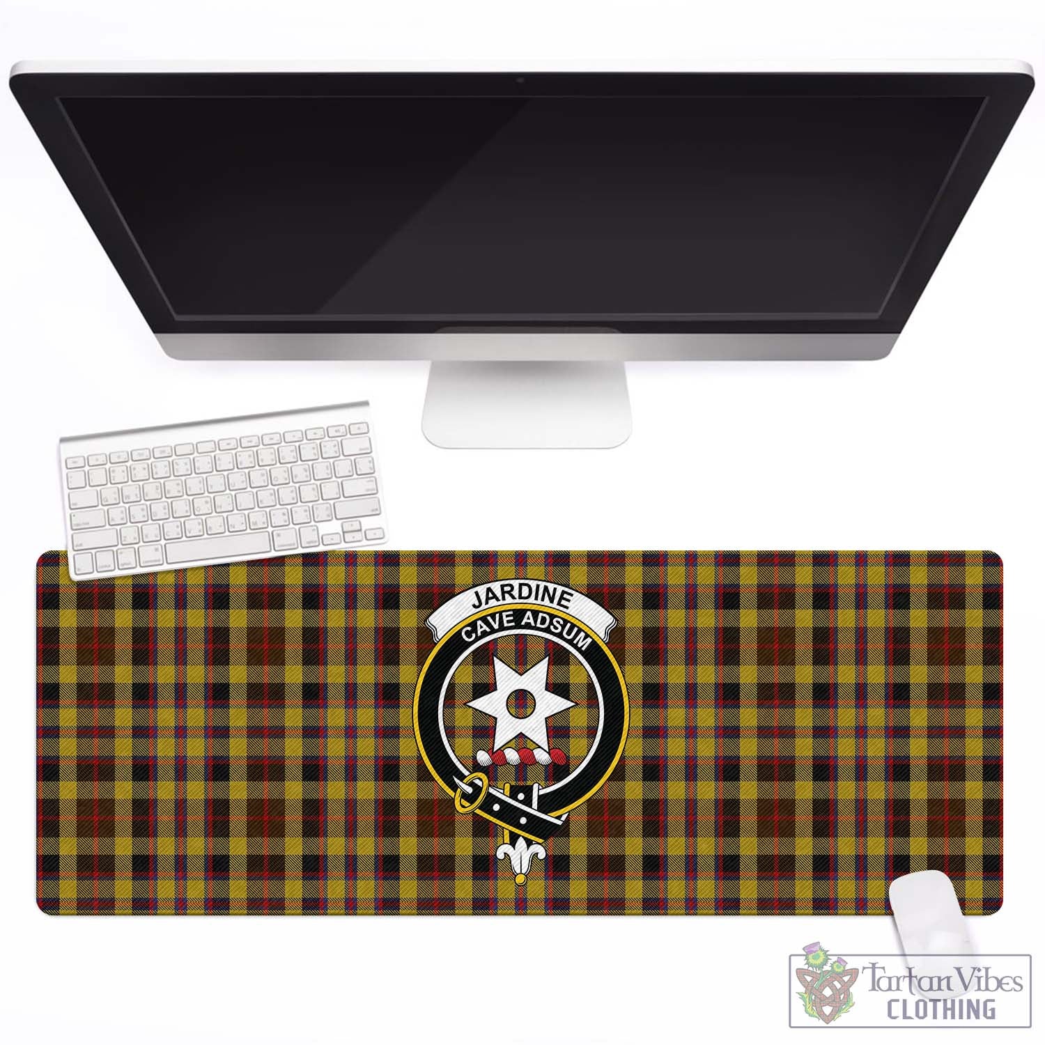 Tartan Vibes Clothing Jardine Tartan Mouse Pad with Family Crest