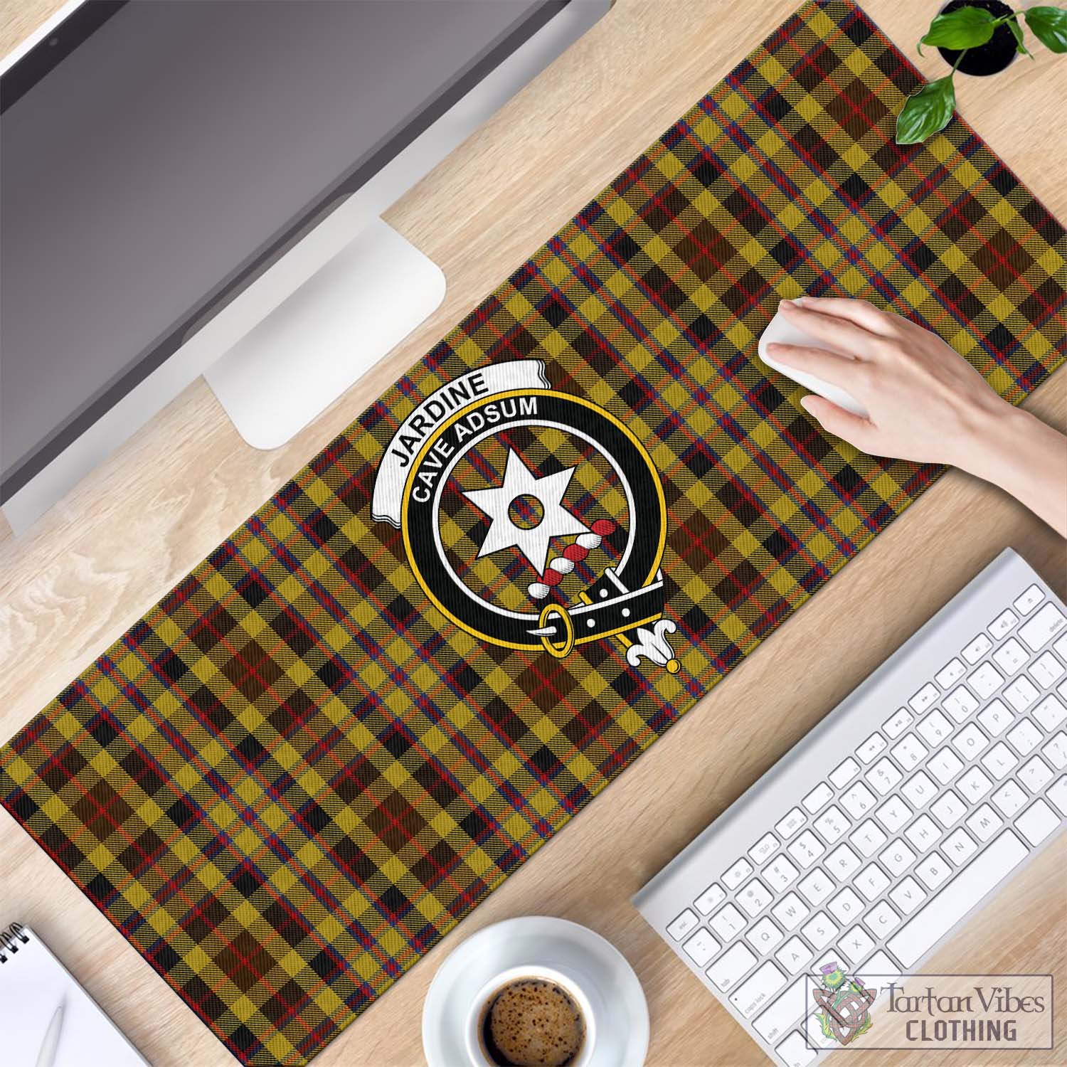 Tartan Vibes Clothing Jardine Tartan Mouse Pad with Family Crest