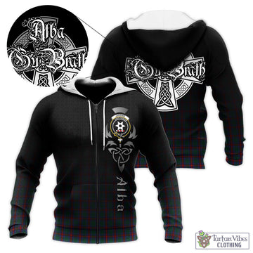 Jardine Dress Tartan Knitted Hoodie Featuring Alba Gu Brath Family Crest Celtic Inspired