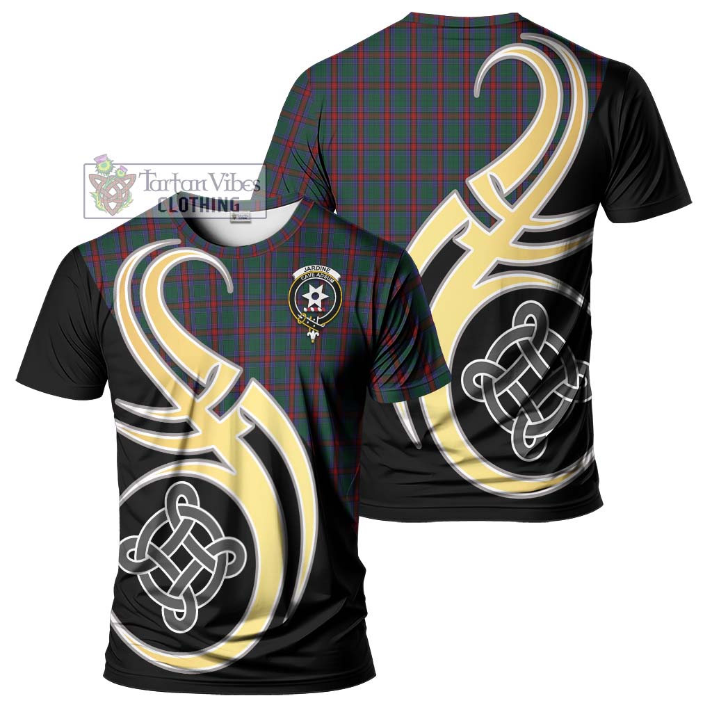 Tartan Vibes Clothing Jardine Dress Tartan T-Shirt with Family Crest and Celtic Symbol Style