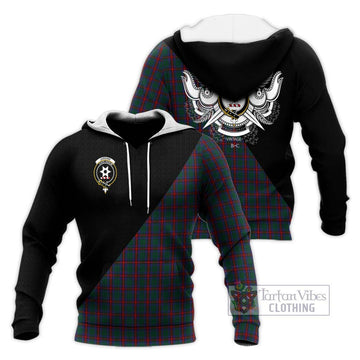 Jardine Dress Tartan Knitted Hoodie with Family Crest and Military Logo Style