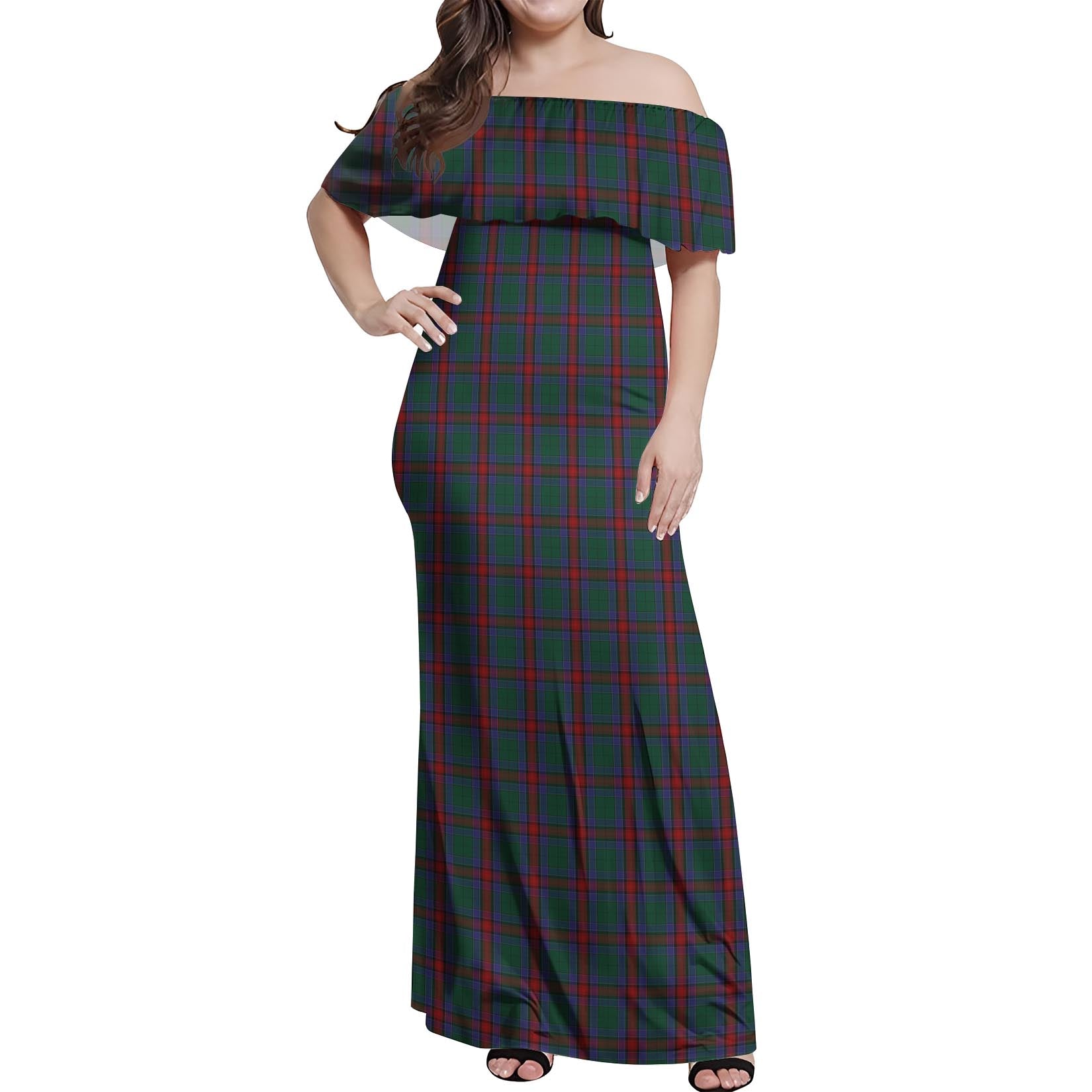 Jardine Dress Tartan Off Shoulder Long Dress Women's Dress - Tartanvibesclothing