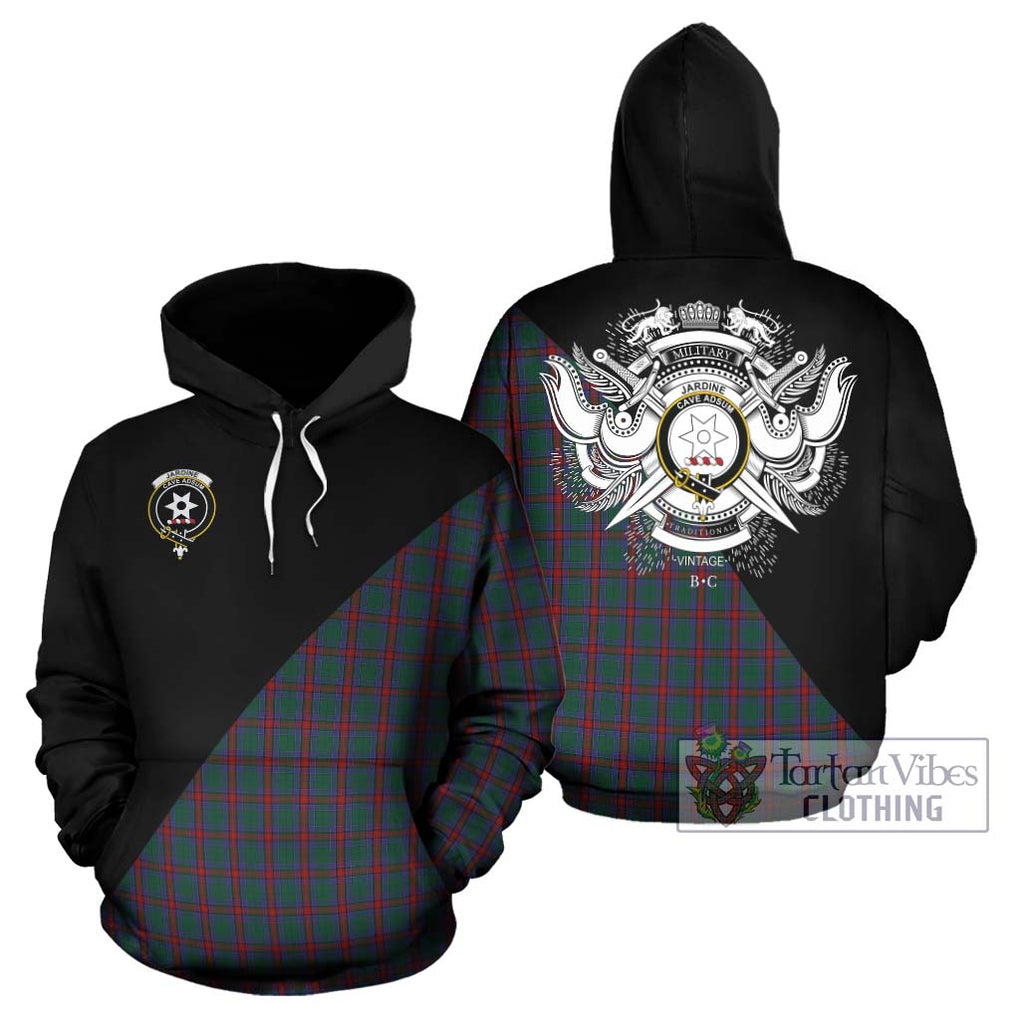 Jardine Dress Tartan Hoodie with Family Crest and Military Logo Style Zip Hoodie - Tartanvibesclothing Shop