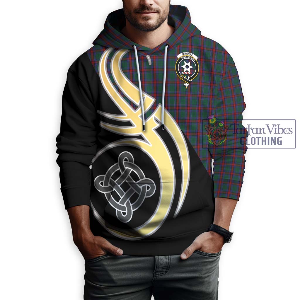 Jardine Dress Tartan Hoodie with Family Crest and Celtic Symbol Style Zip Hoodie - Tartan Vibes Clothing