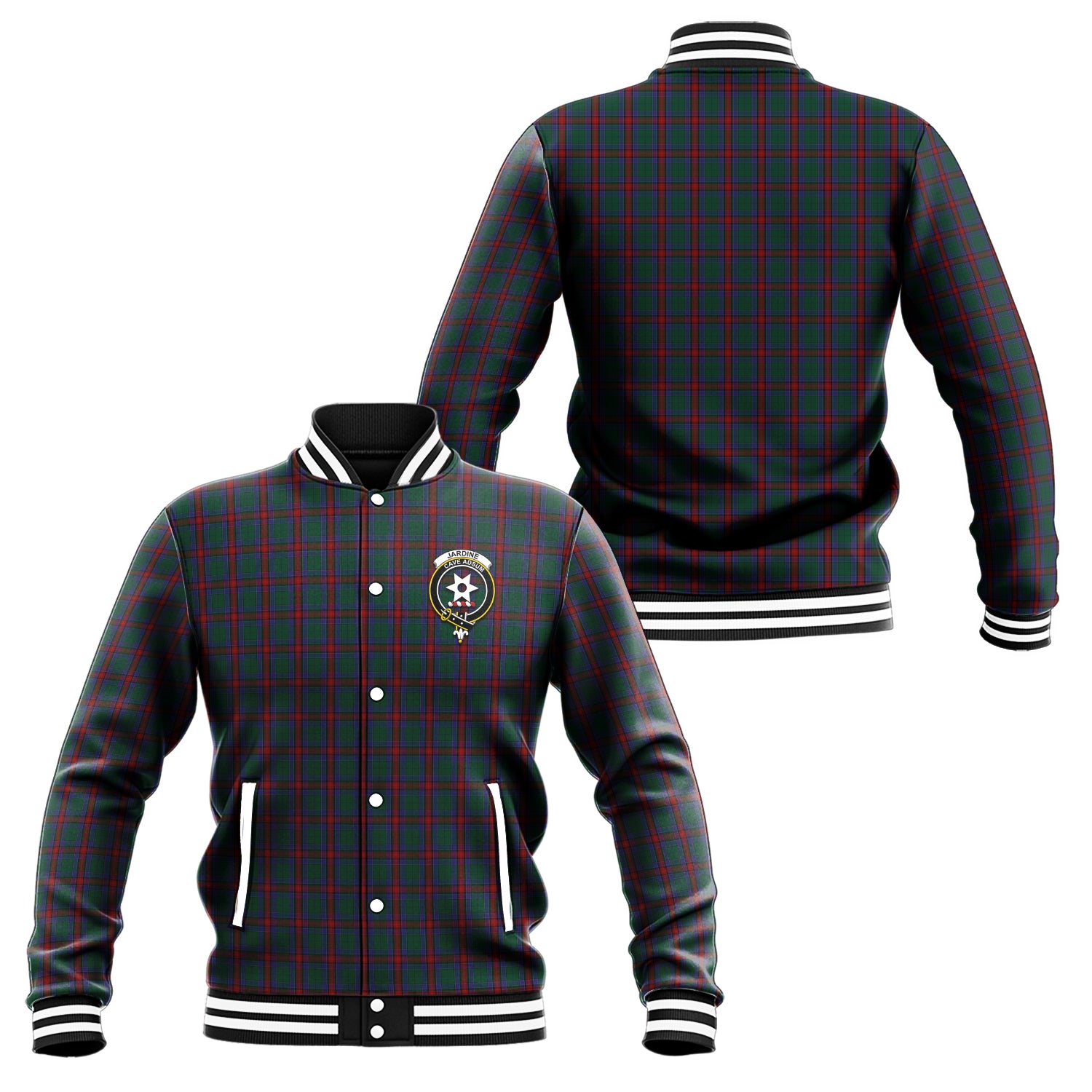 Jardine Dress Tartan Baseball Jacket with Family Crest Unisex - Tartan Vibes Clothing